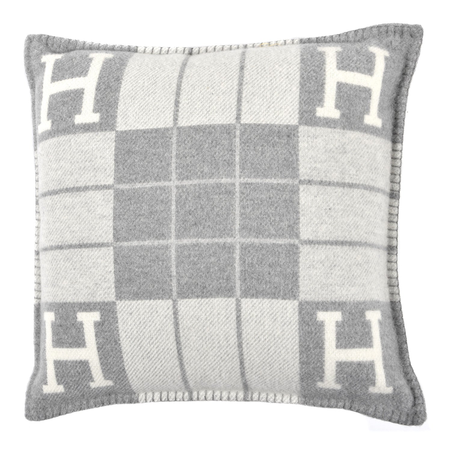 Hermes Wool Cashmere Avalon III Pillow PM Ecru Gris Clair 1 of 3
