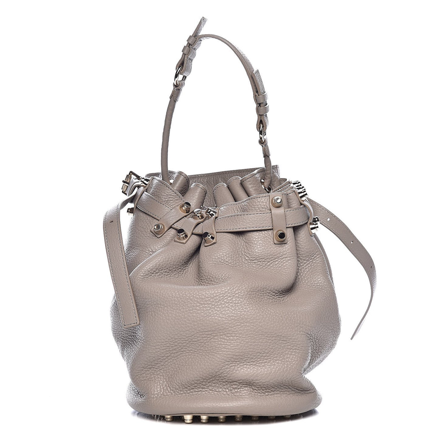 Pebbled Lambskin Diego Bucket Bag Oyster
