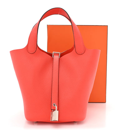 Hermes Taurillon Clemence Picotin Lock 18 PM Rose Texas 11 of 11