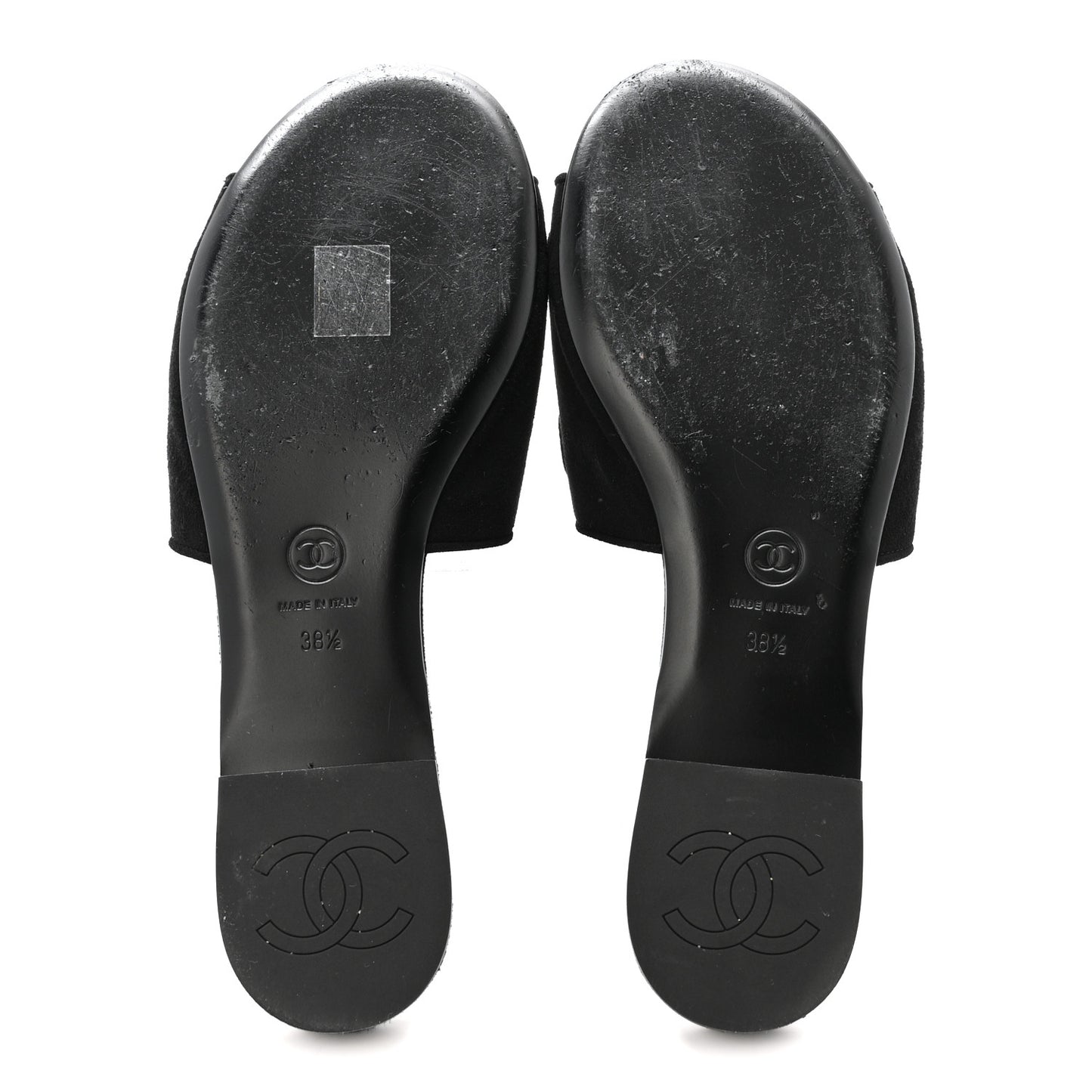 Suede Kidskin Velcro Mules 38.5 Black
