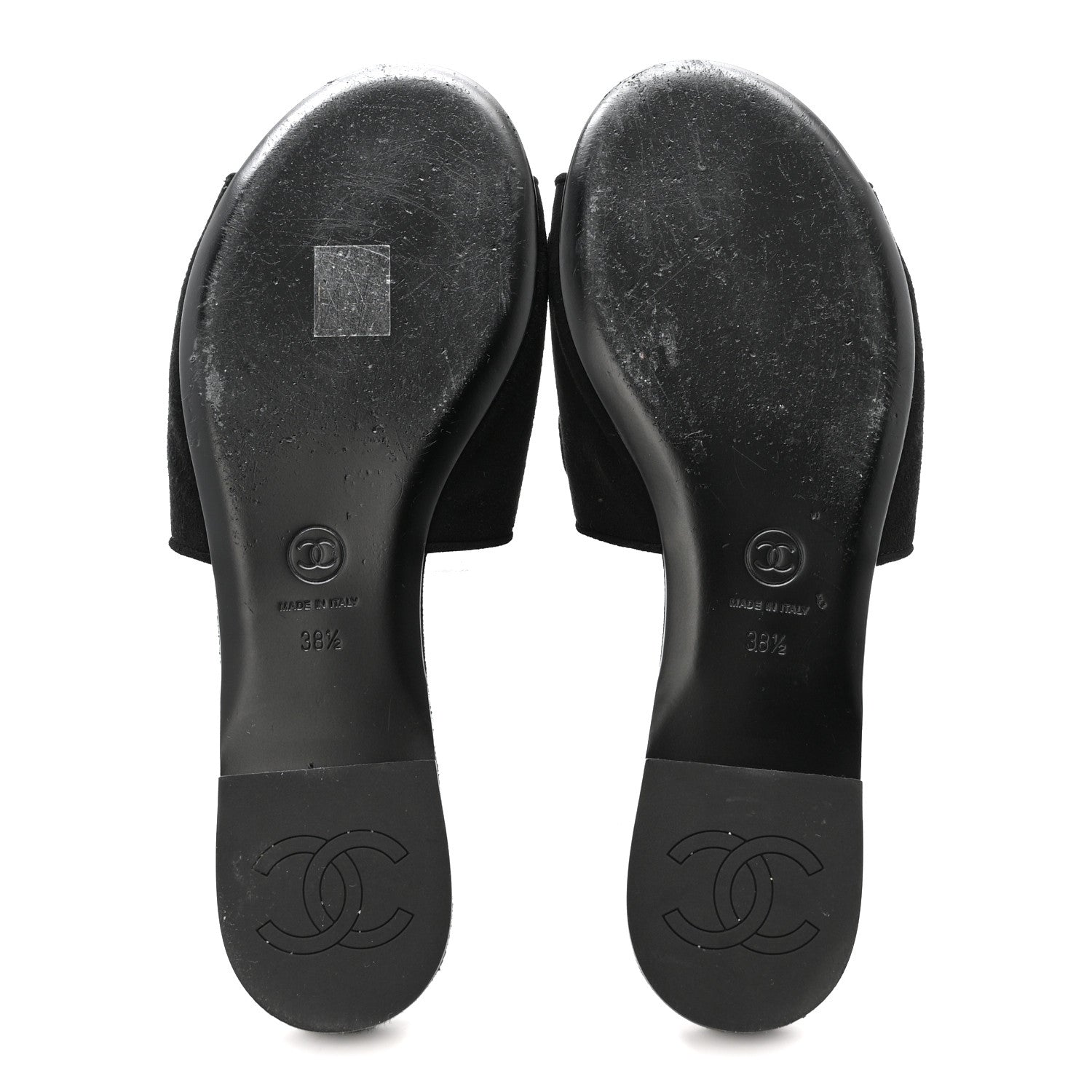 Chanel Suede Kidskin Velcro Mules 38.5 Black 6 of 8