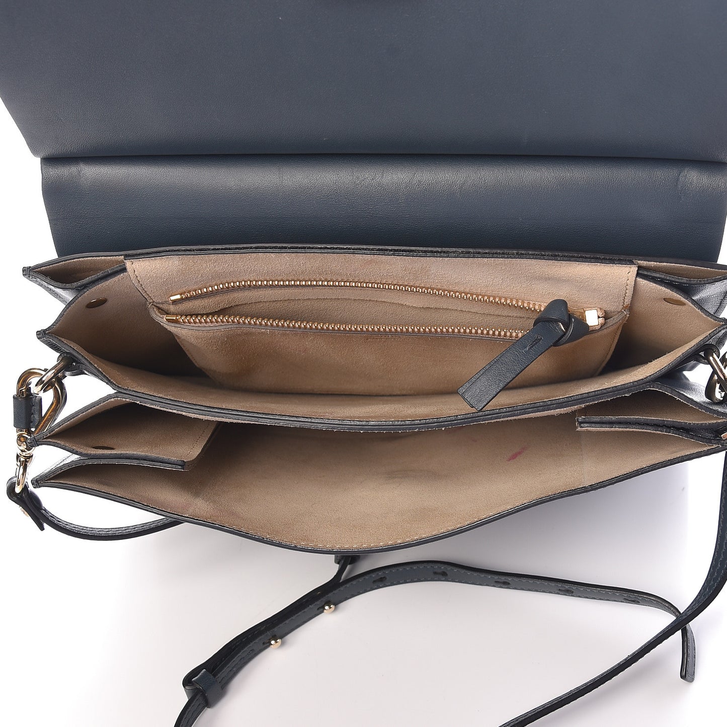 Suede Calfskin Medium Faye Shoulder Bag Silver Blue