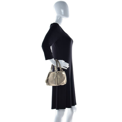 Fendi Metallic Jacquard Zucchino Mini Forever Boston Gold Silver 3 of 41