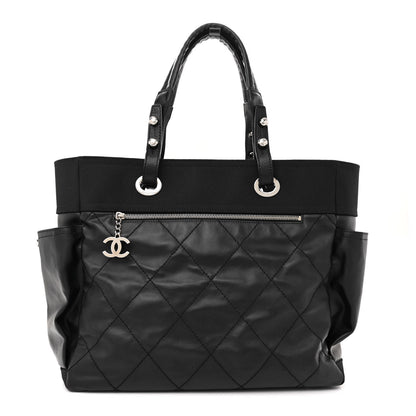 Chanel Coated Canvas Quilted Large Paris Biarritz Tote Black 1 of 16