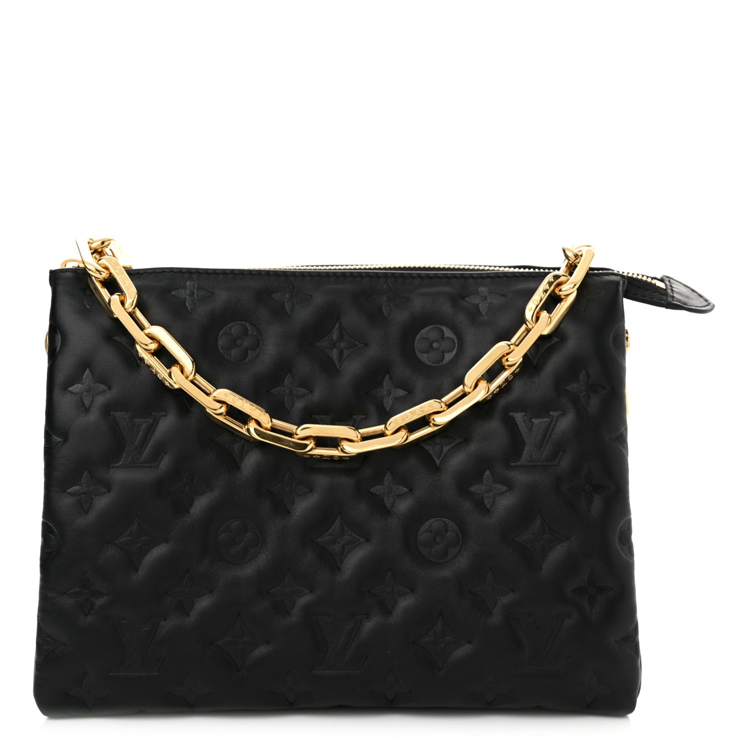 Louis Vuitton Lambskin Embossed Monogram Coussin PM Black 1 of 10
