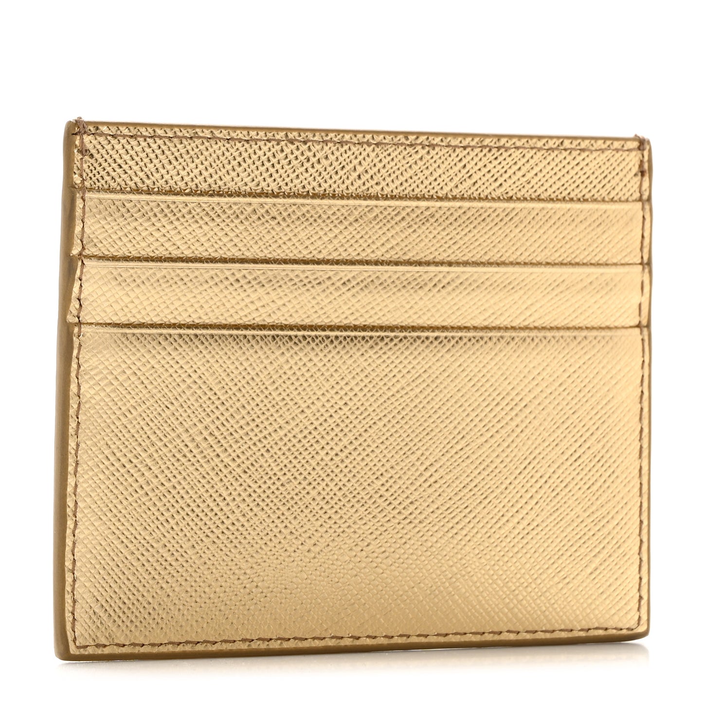Metallic Saffiano Triangle Card Holder Platino