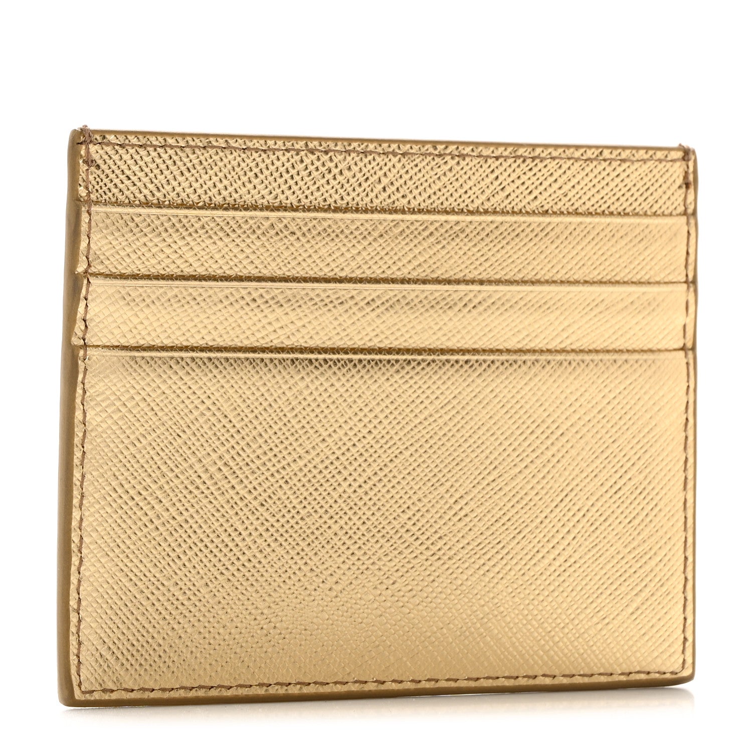 Prada Metallic Saffiano Triangle Card Holder Platino 3 of 9