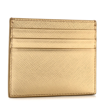 Prada Metallic Saffiano Triangle Card Holder Platino 3 of 9