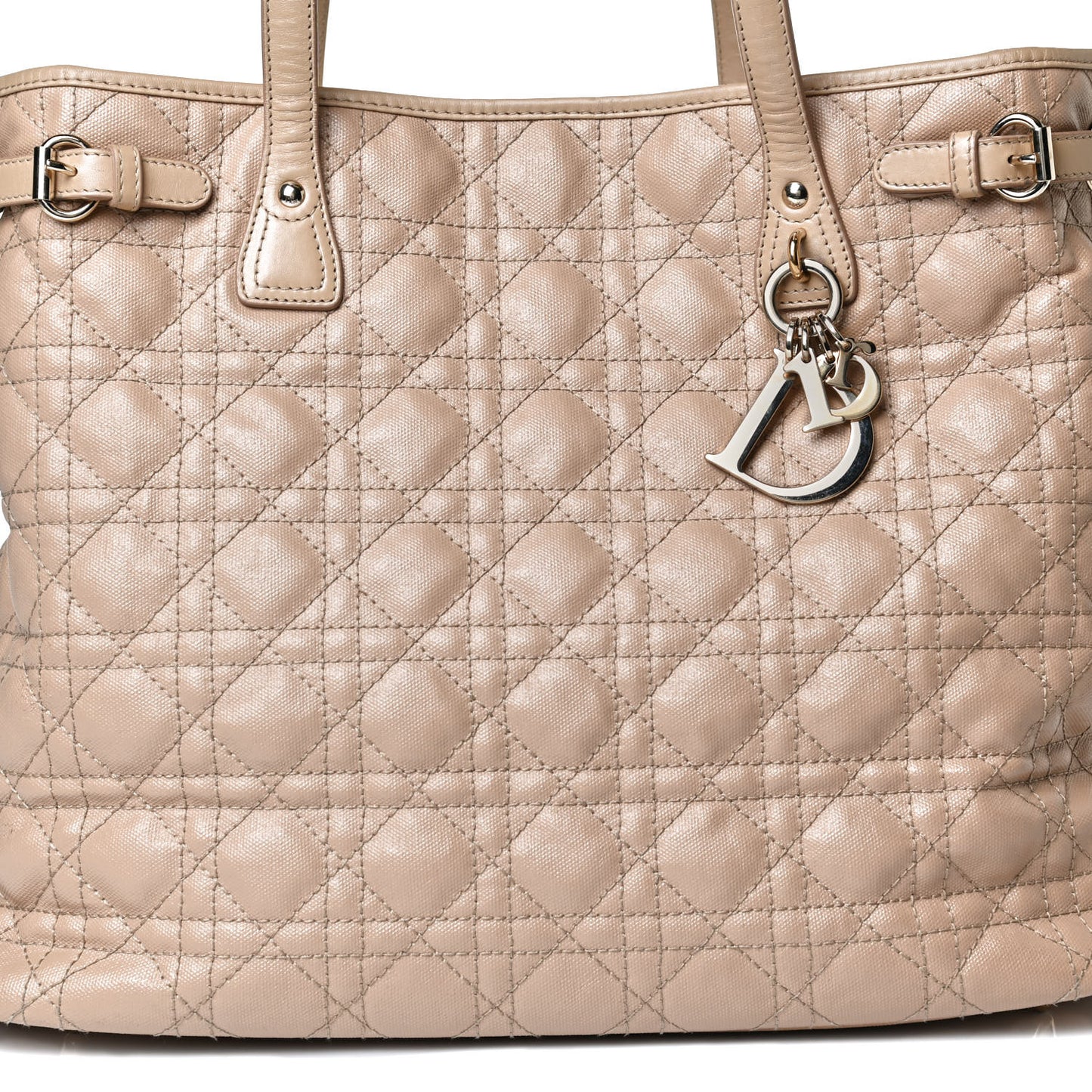 Coated Canvas Cannage Medium Panarea Tote Beige