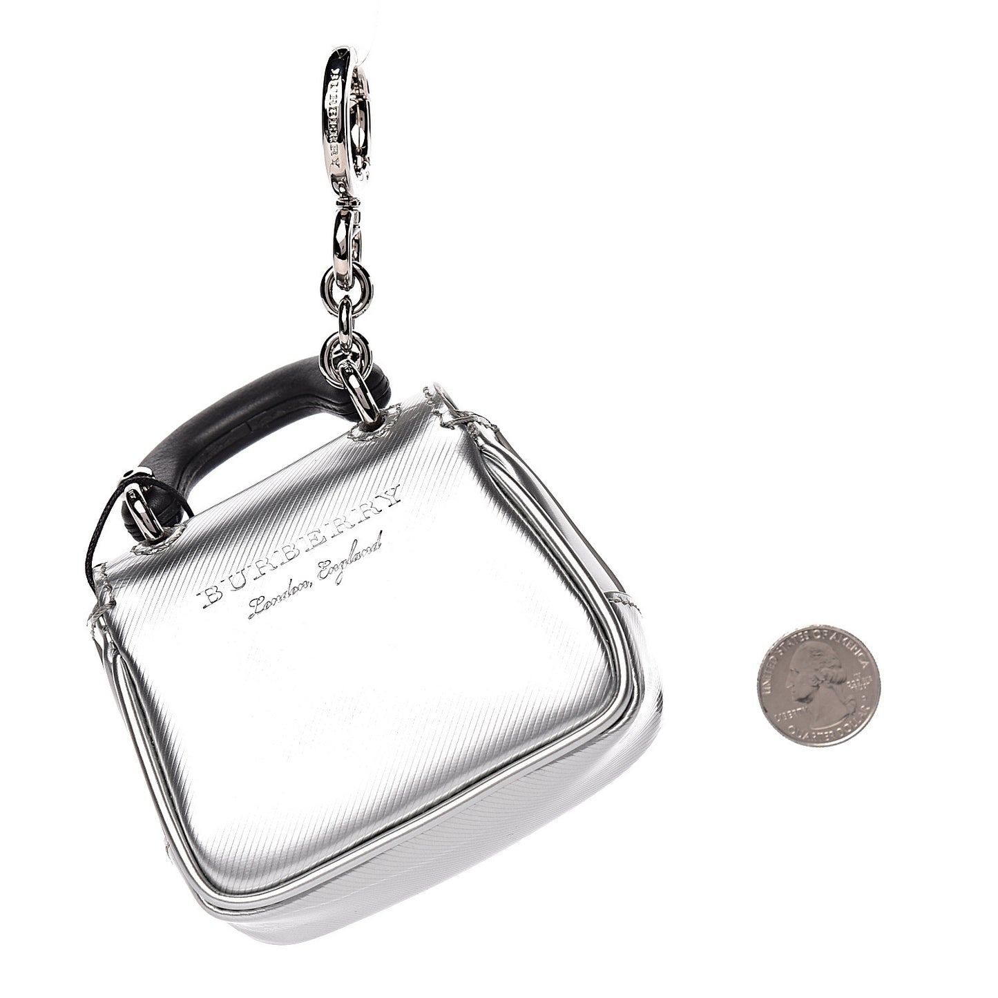 Patent Calfskin DK88 Tote Charm Silver