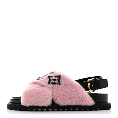 Louis Vuitton Shearling Paseo Flat Comfort Sandal 40 Rose Clair 1 of 11
