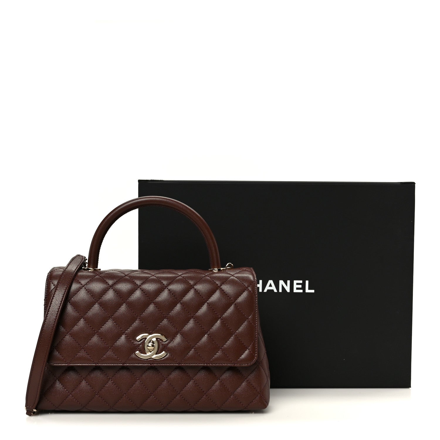 Chanel Caviar Quilted Small Coco Handle Flap Dark Brown 1866357