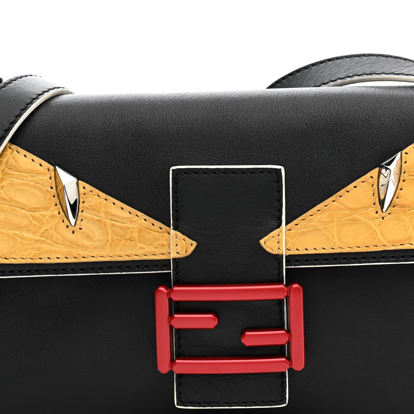 Vitello Dolce Elite Monster Eyes Bi-Color Baguette Black Yellow