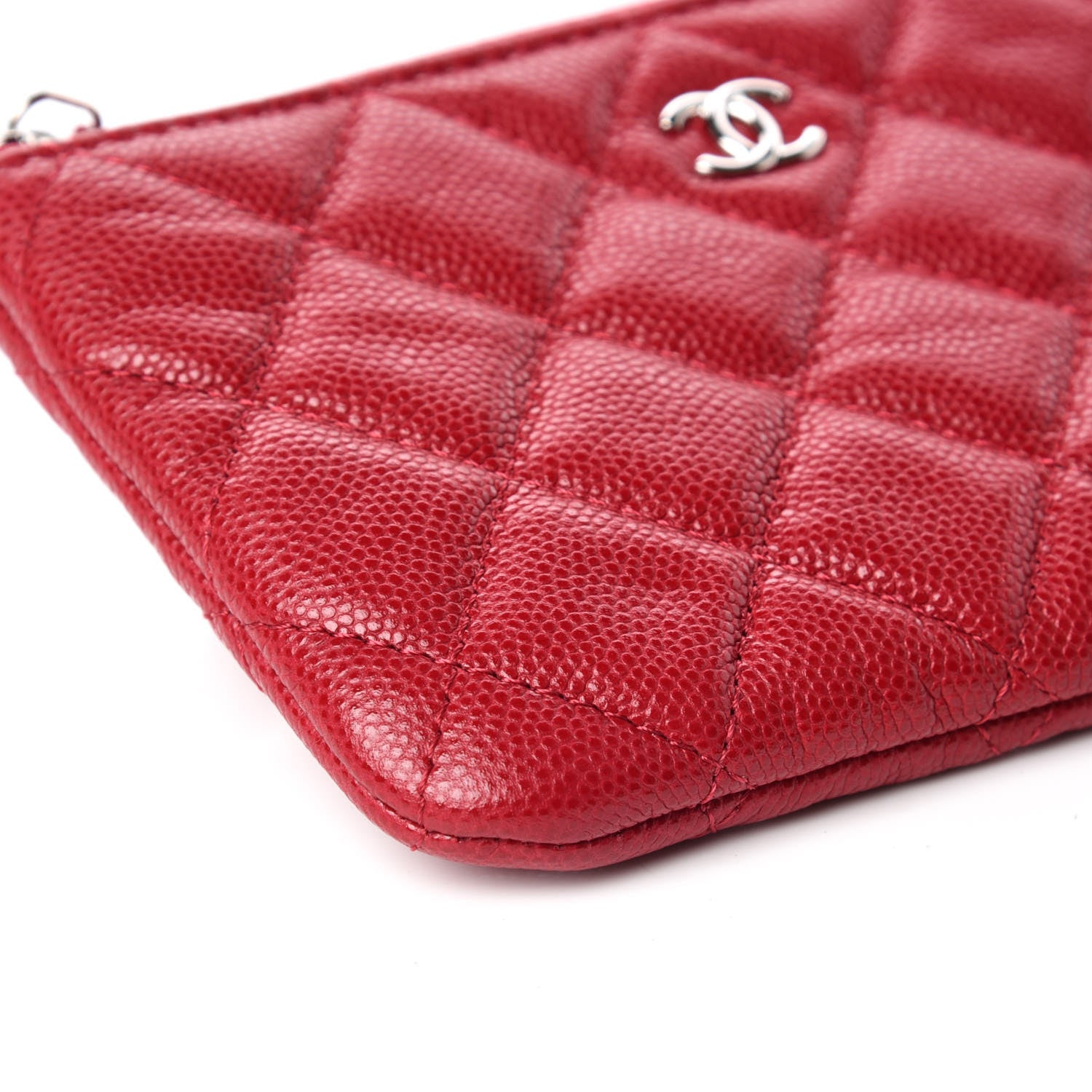 Chanel Caviar Quilted Small Cosmetic Case Dark Red 5 of 10