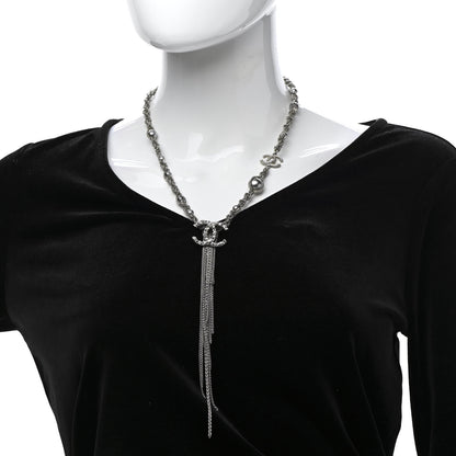 Chanel Crystal Pearl Chain Necklace Gray 2 of 6