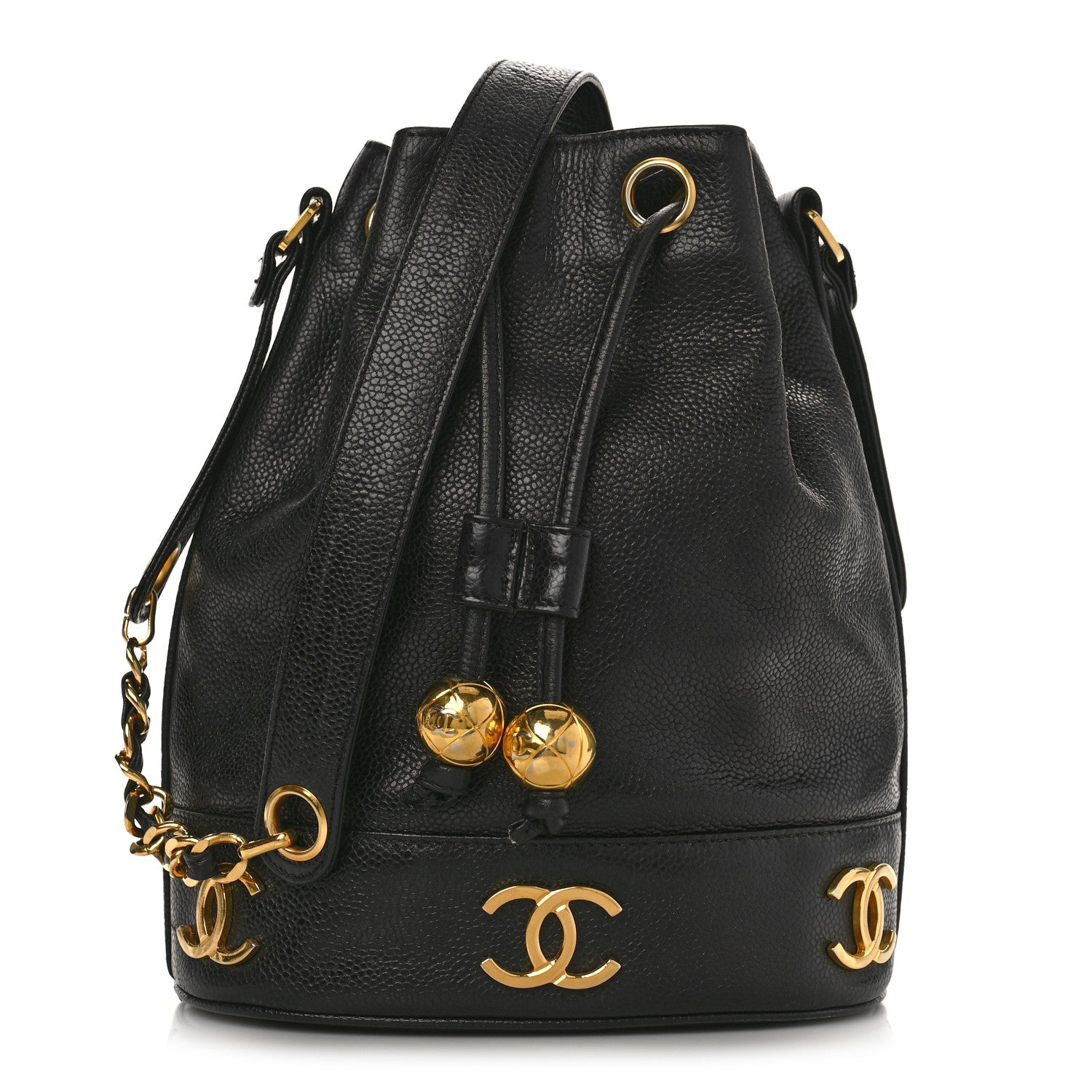 Chanel Caviar CC Drawstring Shoulder Bag Black 1 of 9