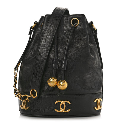 Chanel Caviar CC Drawstring Shoulder Bag Black 1 of 9