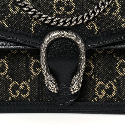 Gucci Jacquard Black Denim GG Monogram Super Mini Dionysus Shoulder Bag Black Ivory 6 of 9