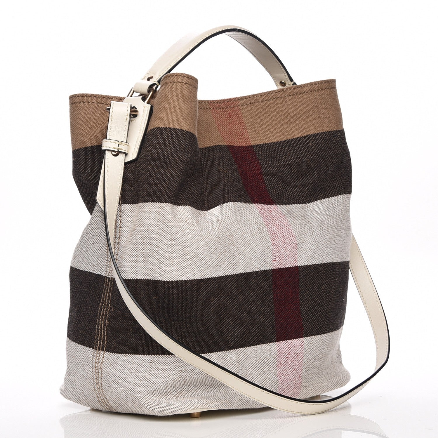 Burberry Canvas Mega Check Medium Susanna Hobo White 4 of 9