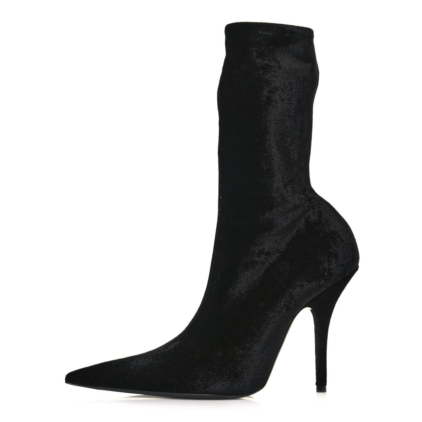 Velvet Spandex Extreme Pointed Toe Knife Ankle Boots 38 Black