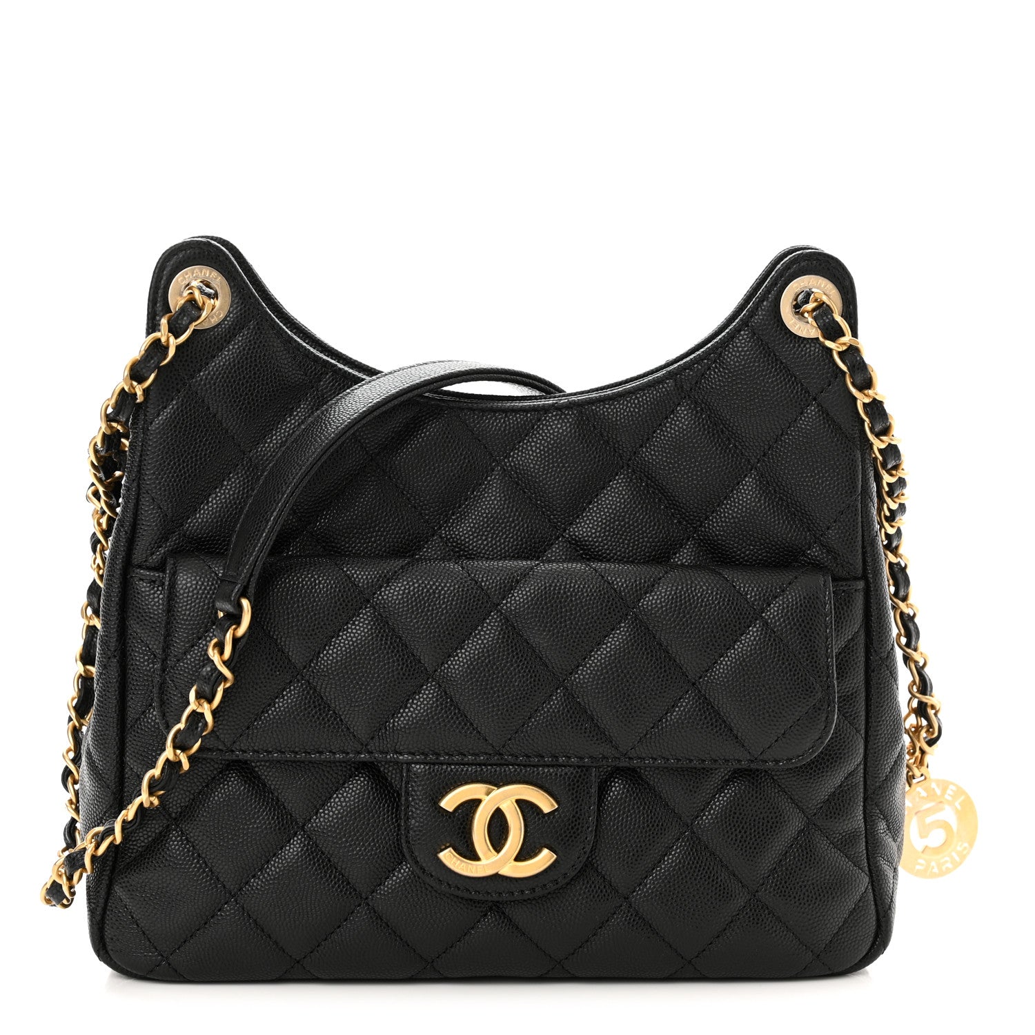 Chanel Caviar Quilted Wavy CC Hobo Black 1 of 11