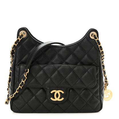 Chanel Caviar Quilted Wavy CC Hobo Black 1 of 11