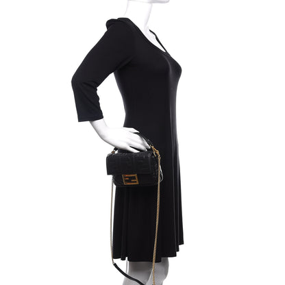 Fendi Nappa FF 1974 Embossed Mini Baguette Black 3 of 12