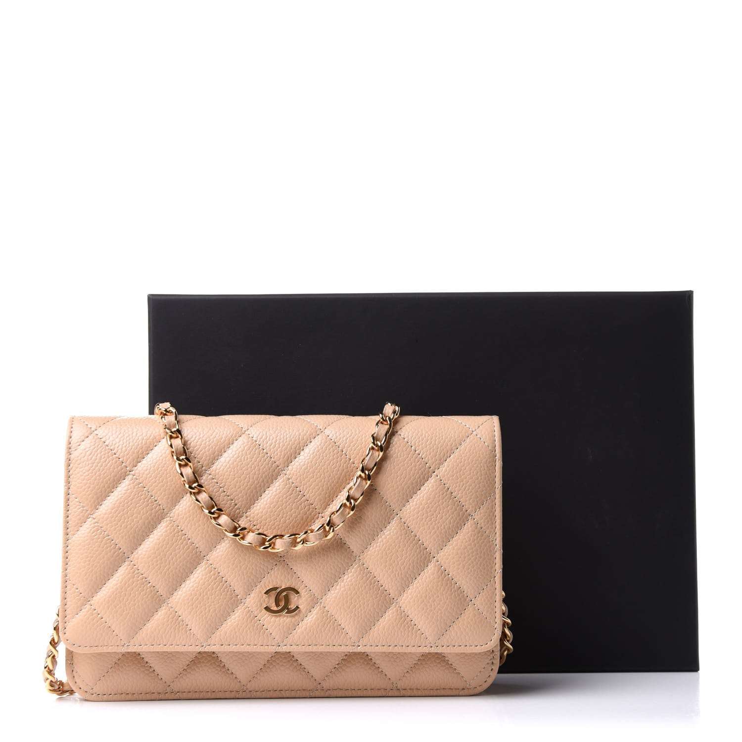 Chanel Caviar Quilted Wallet On Chain WOC Beige 11 of 11