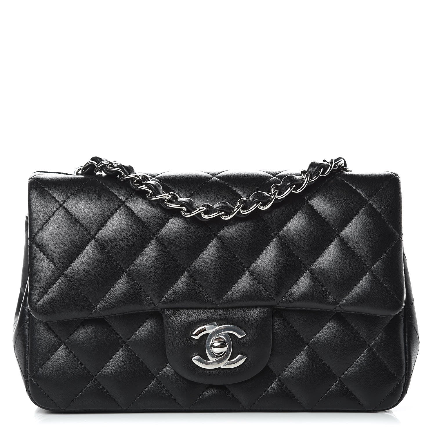 Chanel Lambskin Quilted Mini Rectangular Flap Black 1 of 8