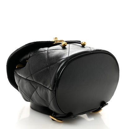 Chanel Lambskin Quilted Logo Mini Backpack Black 4 of 10