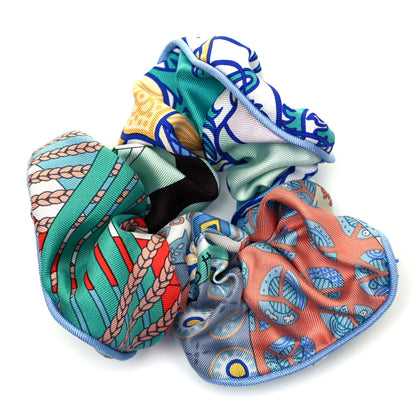Hermes Silk Patchwork Claudia Scrunchie Pale Blue 1 of 3