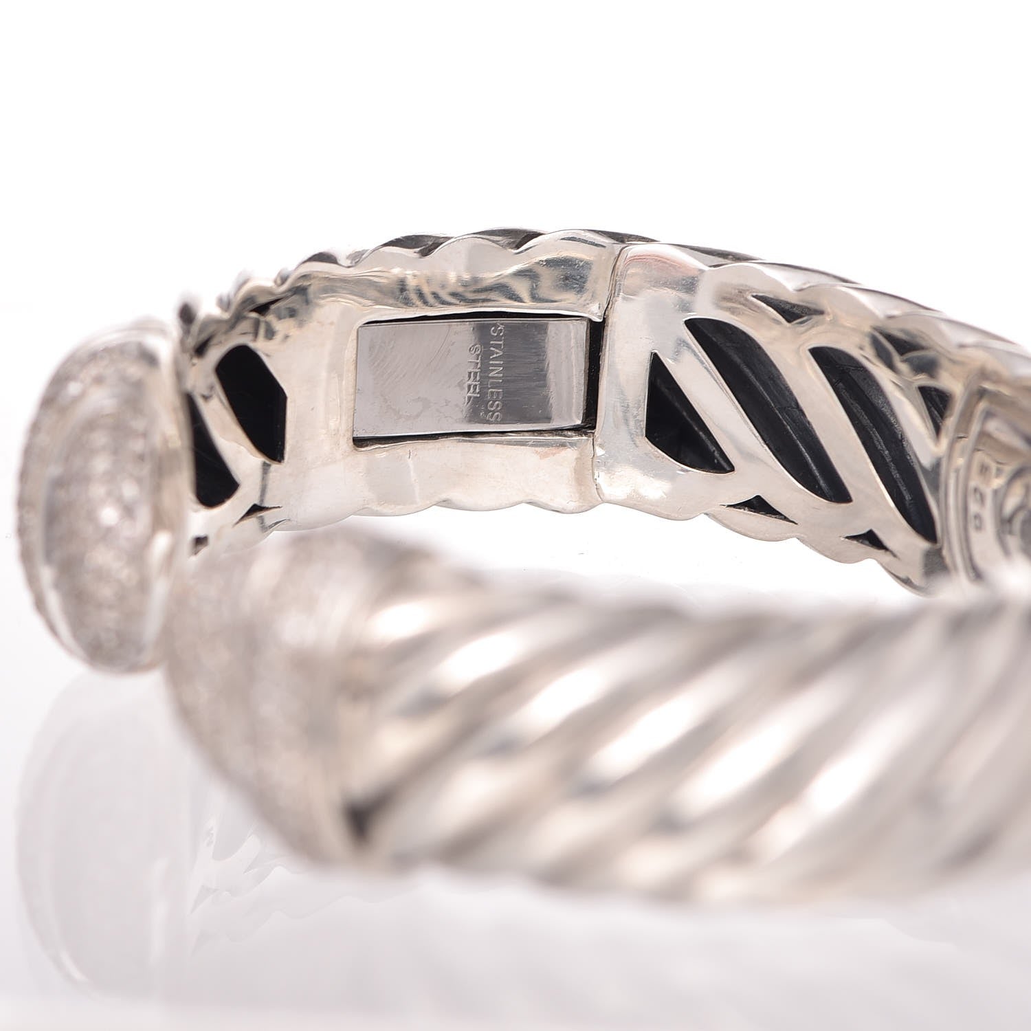 David Yurman Sterling Silver Diamond 15mm Waverly Bracelet 5 of 6