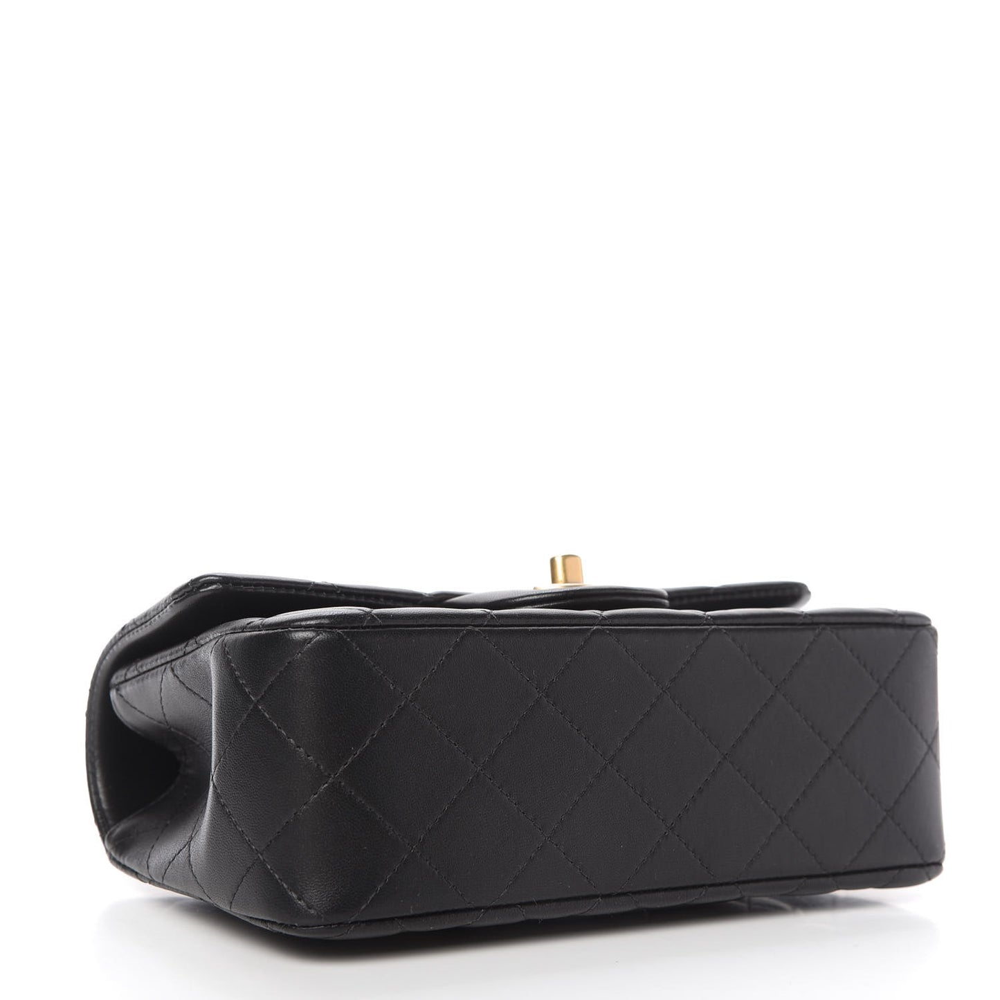 Lambskin Quilted Mini Top Handle Rectangular Flap Black