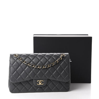 Chanel Lambskin Quilted Jumbo Double Flap Dark Grey 15 of 15