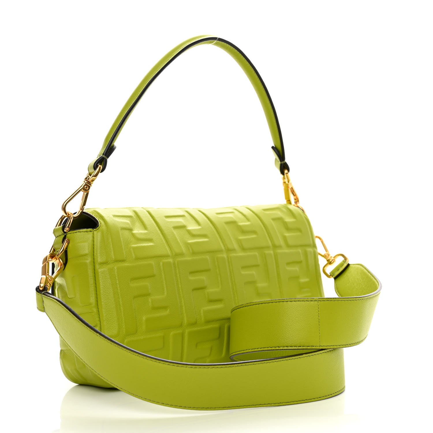 Fendi Nappa FF 1974 Embossed Baguette Wasabi 3 of 10