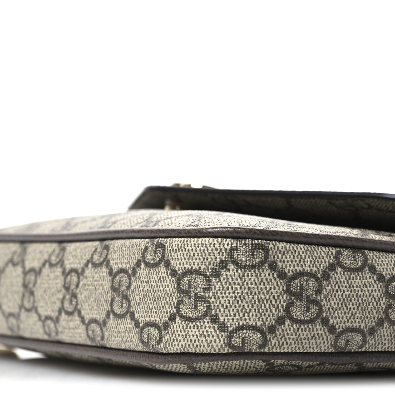 Gucci GG Supreme Monogram Textured Dollar Calfskin Web Mini Ophidia Envelope Shoulder Bag Beige Ebony New Acero 9 of 10