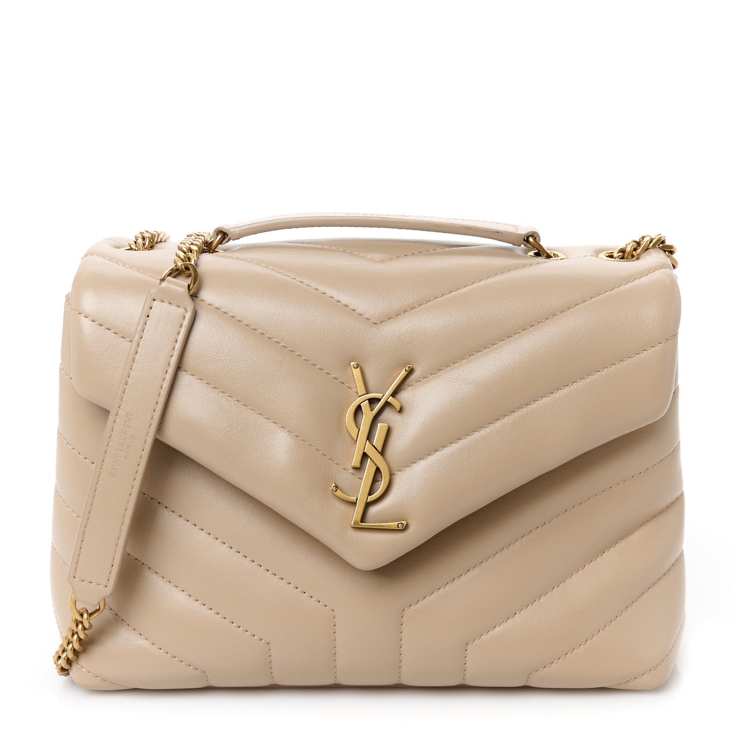 Calfskin Y Quilted Monogram Small Loulou Chain Satchel Dark Beige