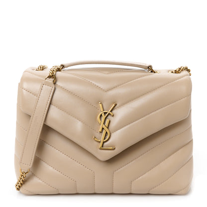 Saint Laurent Calfskin Y Quilted Monogram Small Loulou Chain Satchel Dark Beige 1 of 11