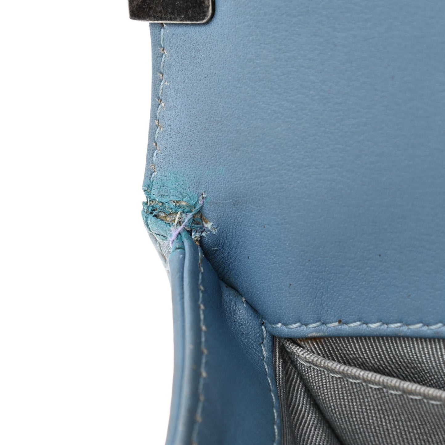 Patent Calfskin Medium Plexiglass Boy Flap Light Blue