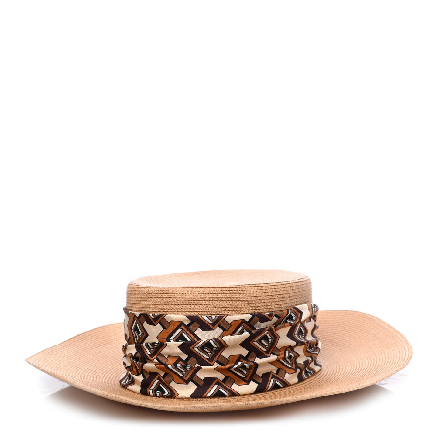 Straw Scarf Wide Brim Hat L Natural