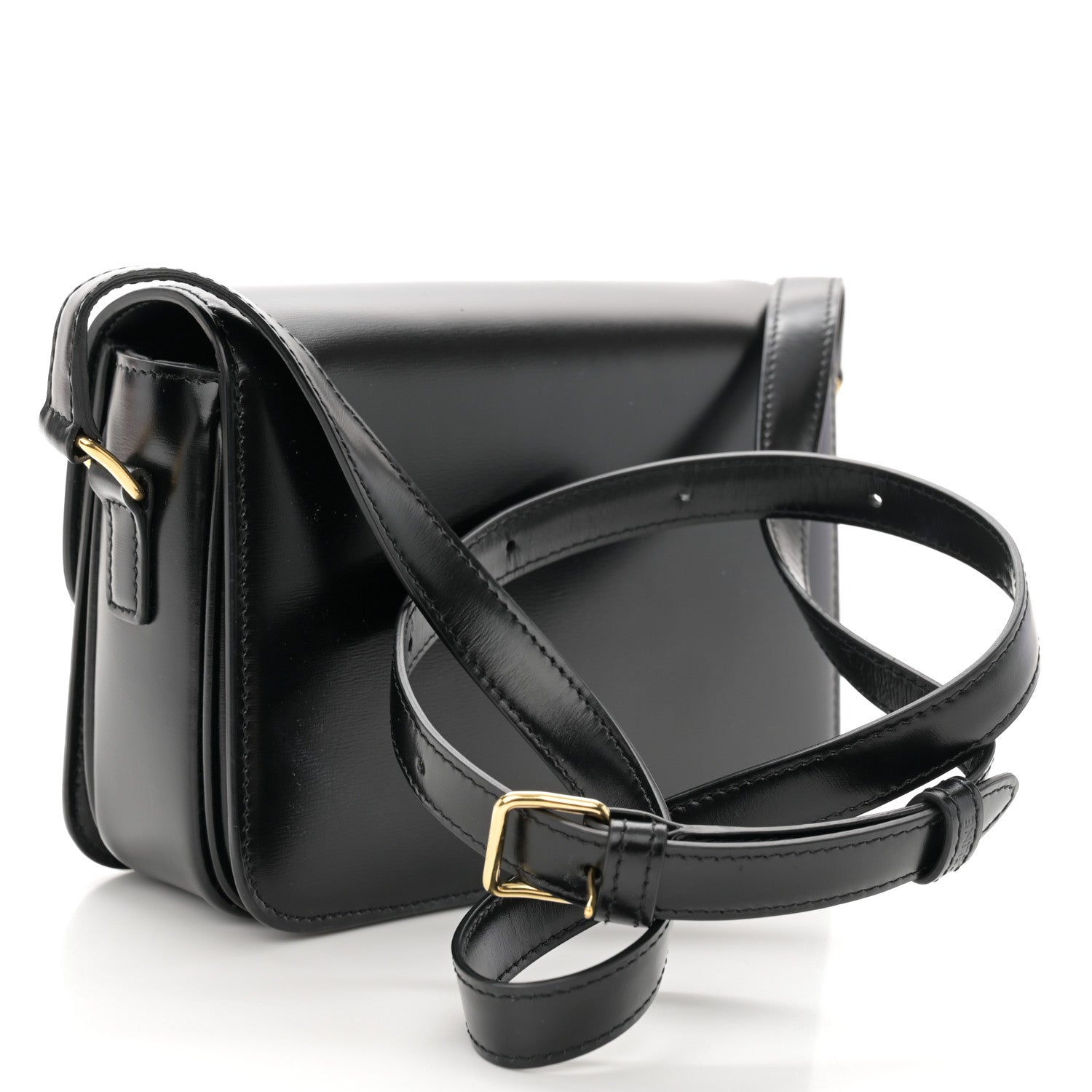 Celine Shiny Calfskin Teen Triomphe Black 3 of 12