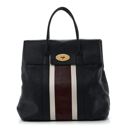 Mulberry Natural Grain Calfskin College Stripe Oversized Bayswater Navy White Oxblood 1 of 13