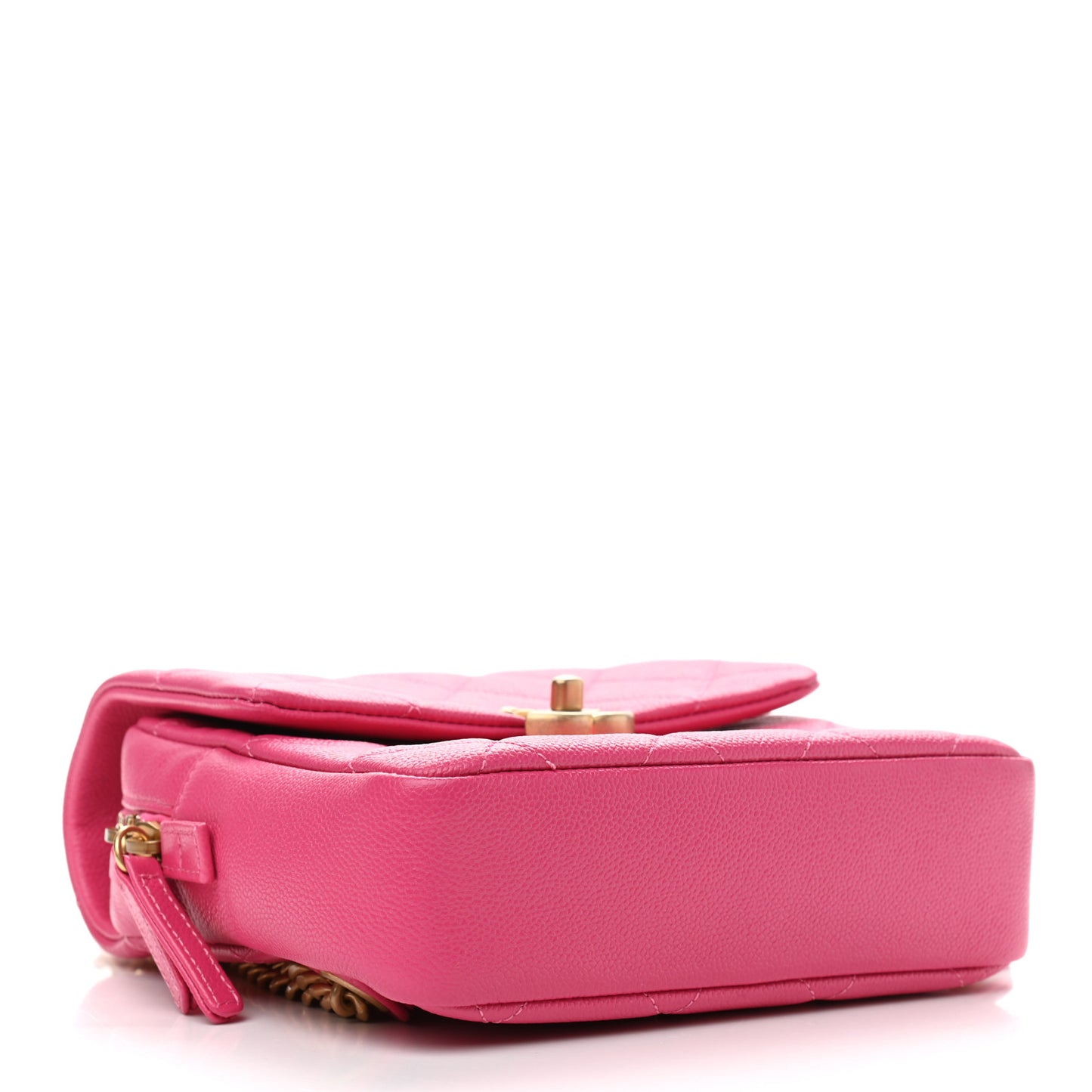 Shiny Caviar Quilted Chain Melody Backpack  Pink