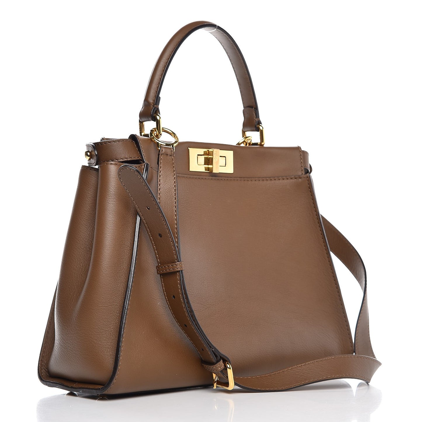 Vitello Seta Fabric Jacquard Pequin Medium Peekaboo Iconic Satchel Foresta Tobacco