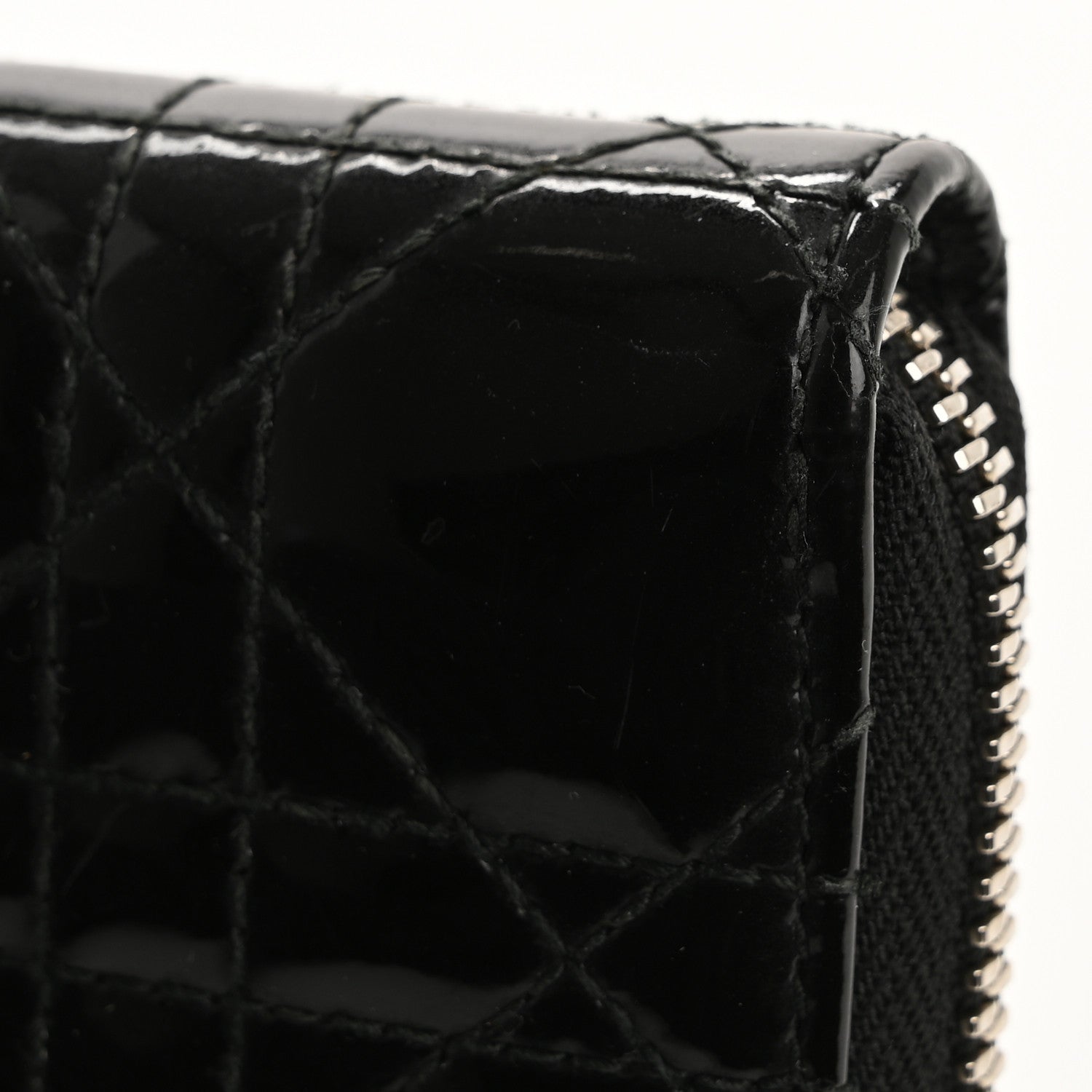 Christian Dior Patent Cannage Lady Dior Continental Zip Wallet Black 9 of 13