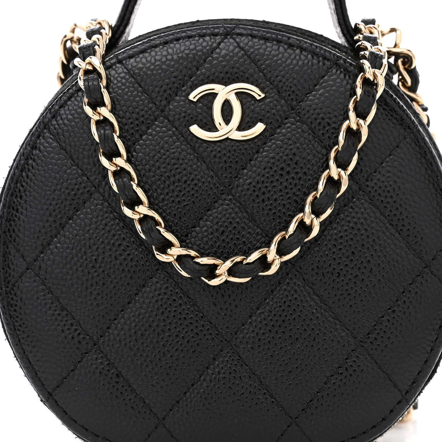 Chanel Caviar Quilted Round Handle With Care Vanity With Chain Black 10 of 12