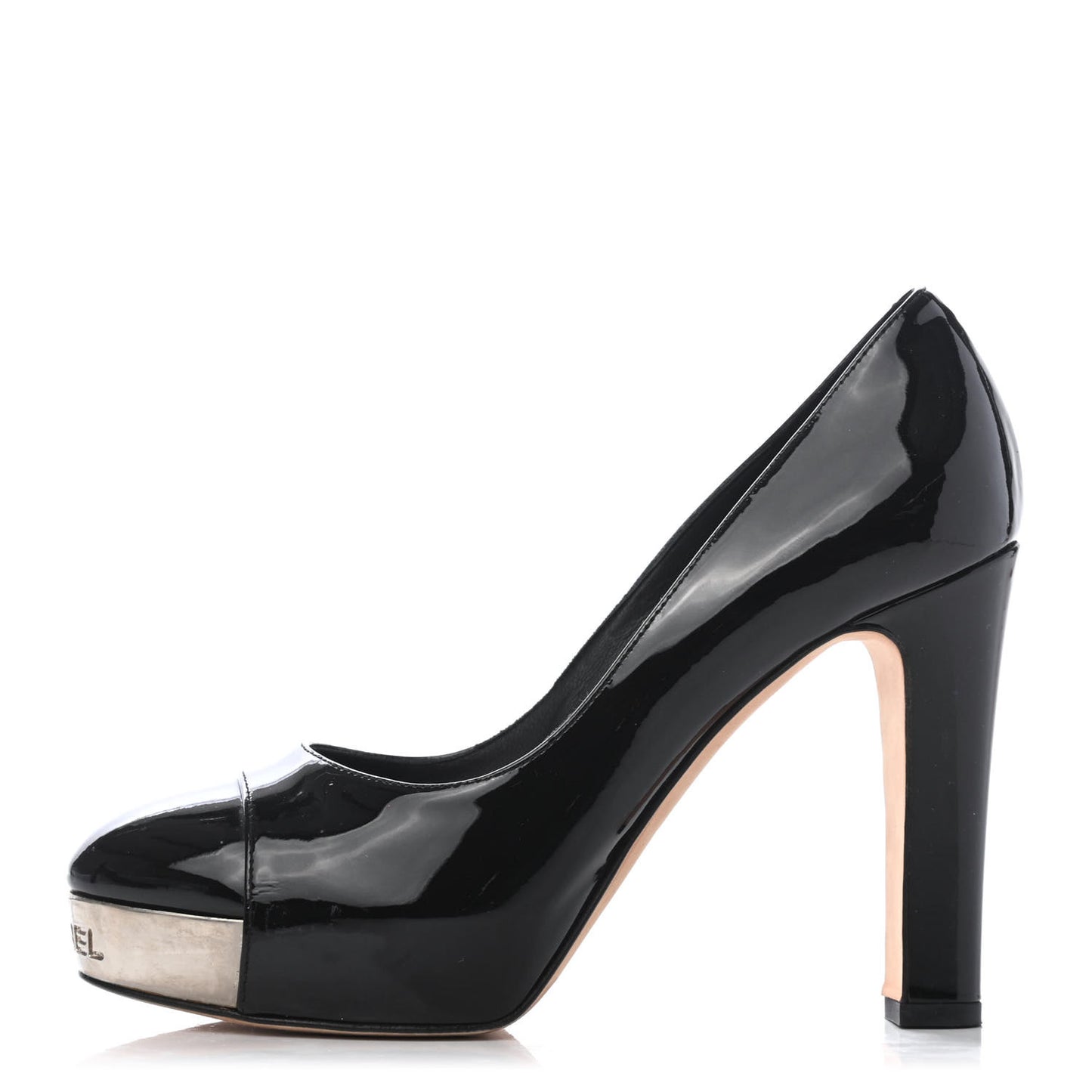 Patent Silver Cap Toe CC Pumps 37 Black