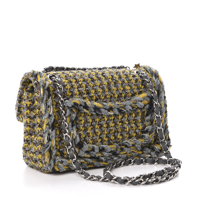 Chanel Tweed Braided Charms Small Flap Yellow Grey Black 3 of 10