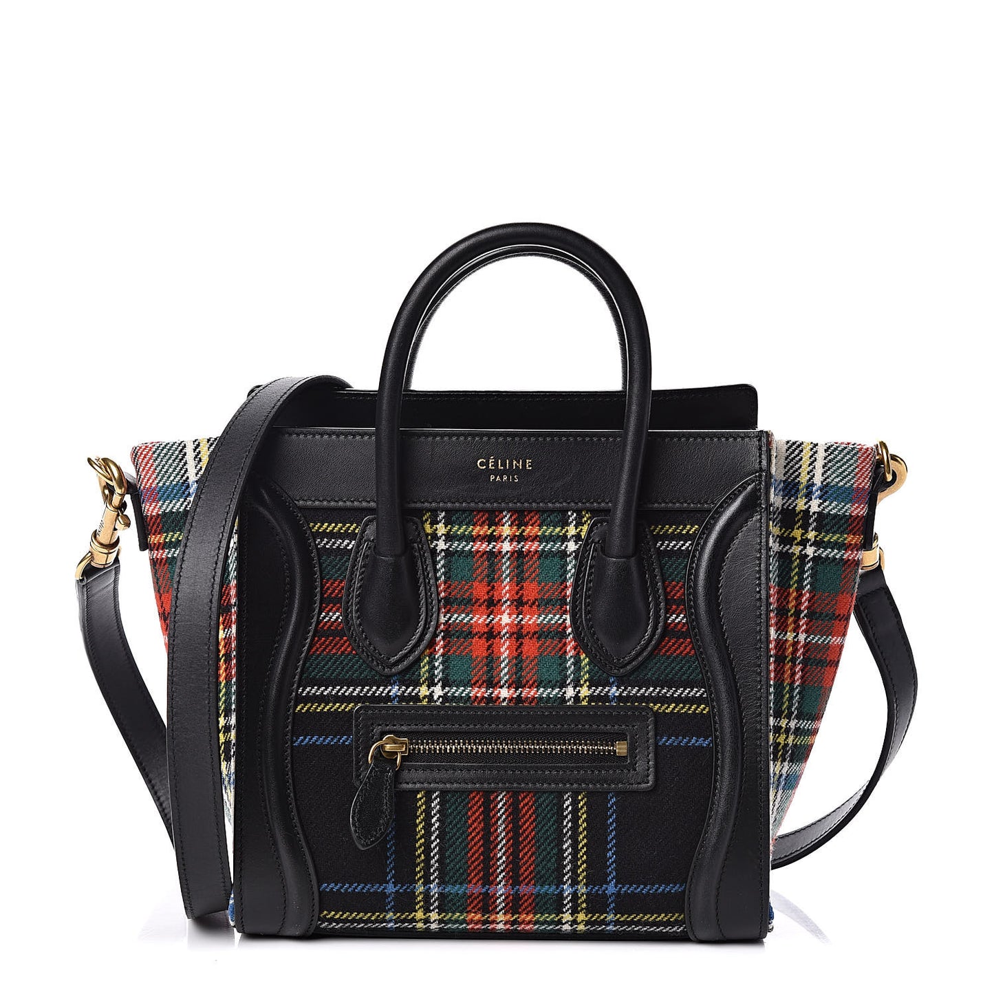Tartan Calfskin Nano Luggage Red Blue