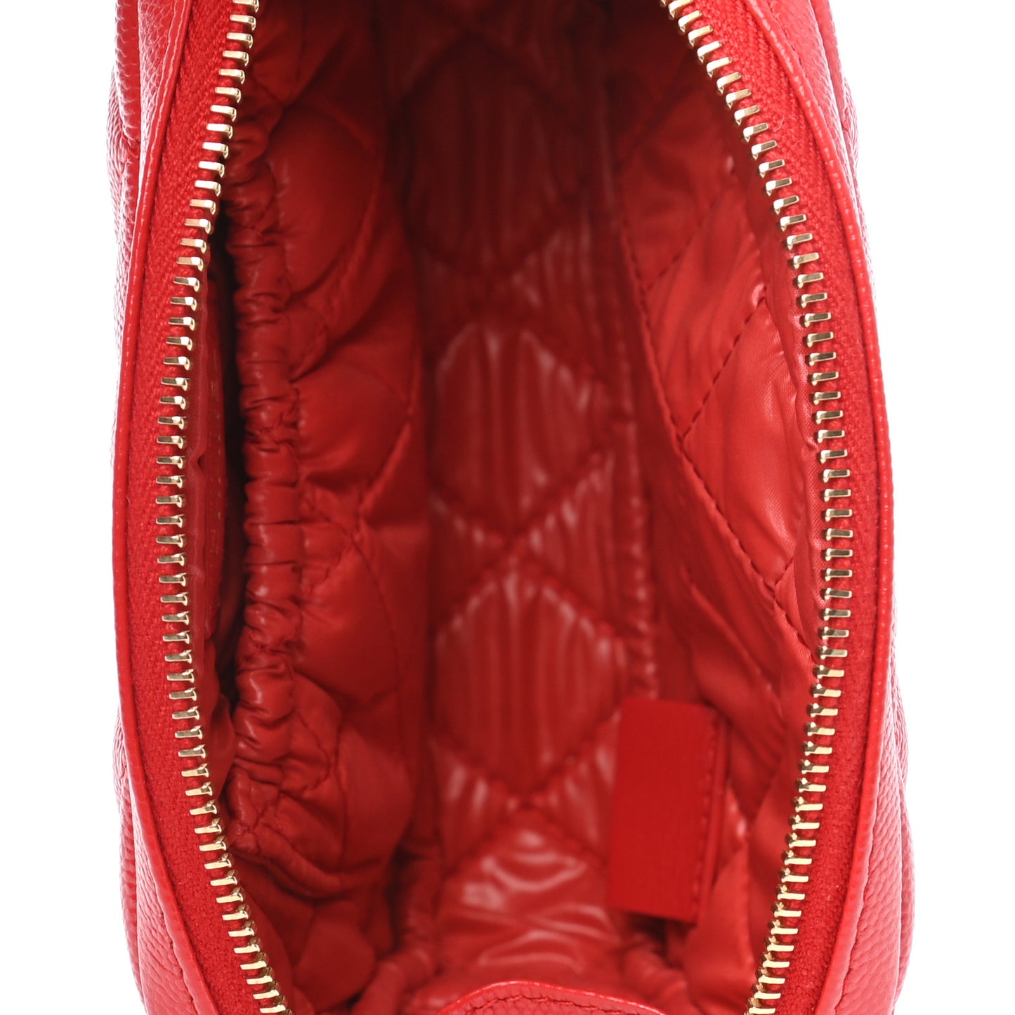 Caviar Quilted Small Curvy Pouch Cosmetic Case Red